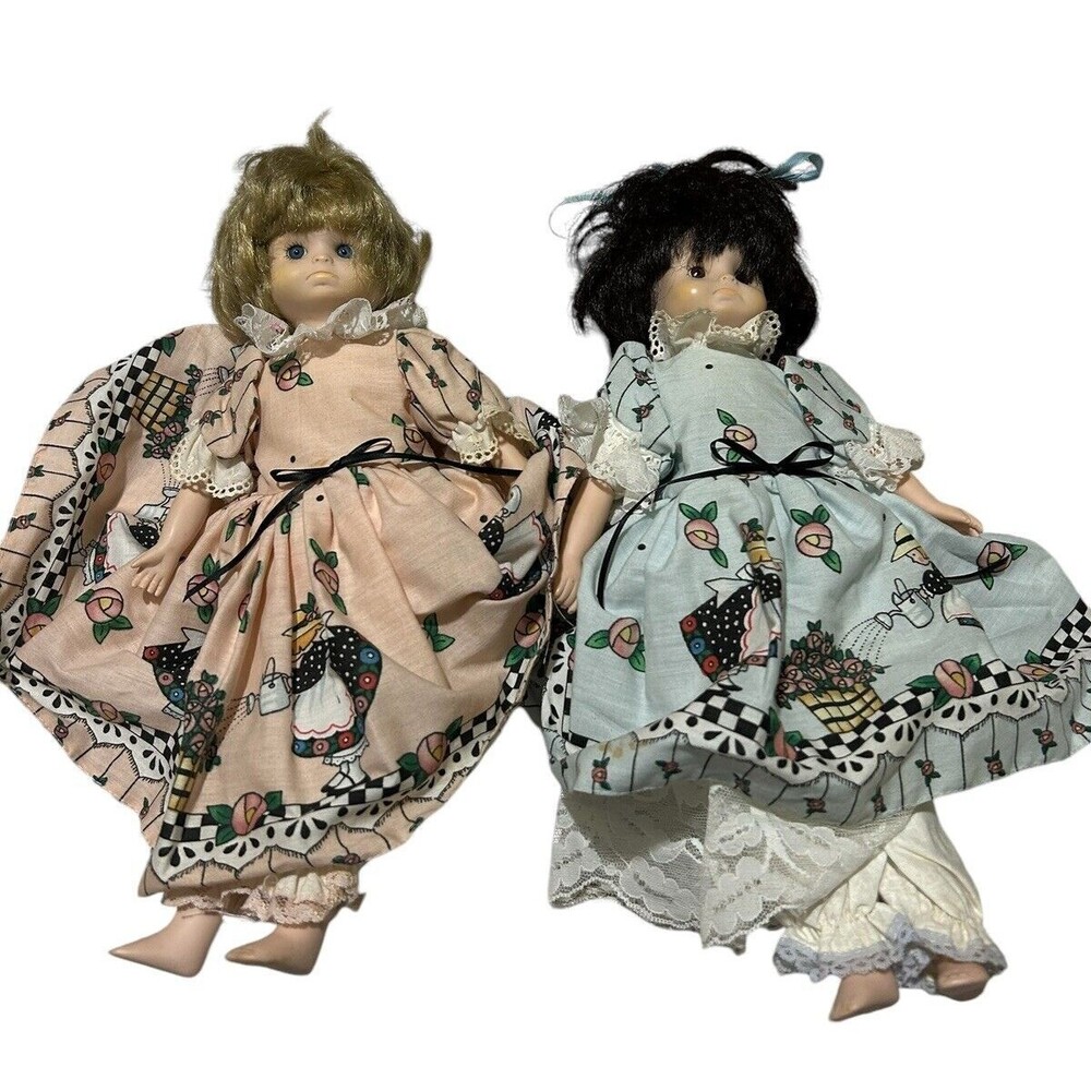 Vintage Wangs International Dolls Sisters Stripe Dress 15”Garden Dress 1990s
